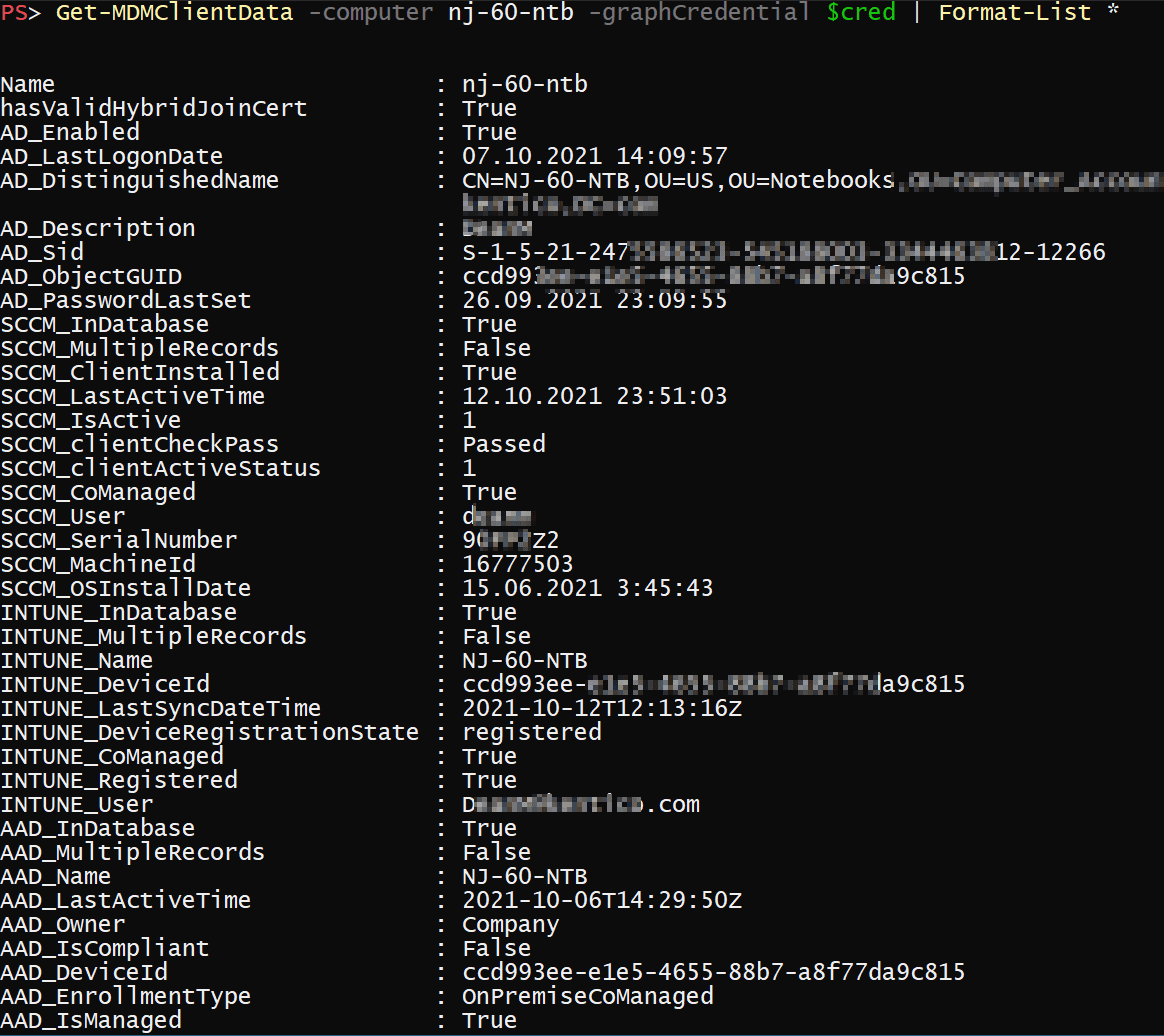 Get overall status of your clients in AD, AAD, Intune and SCCM services
